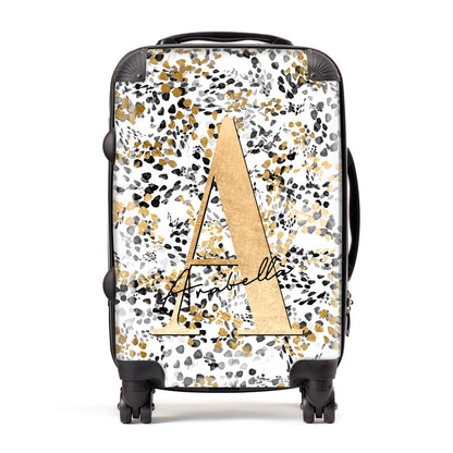 Personalised Gold Black Cheetah Suitcase