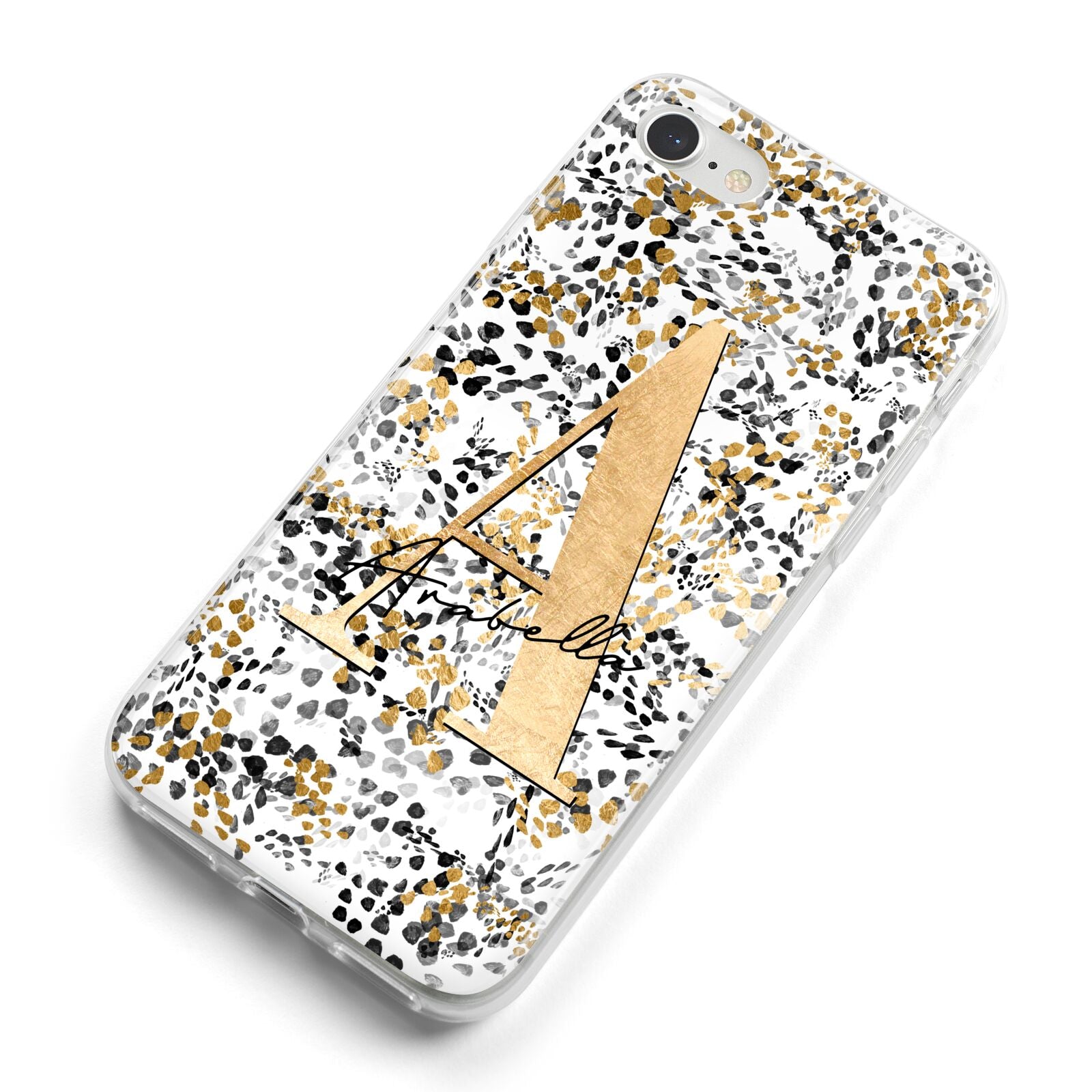 Personalised Gold Black Cheetah iPhone 8 Bumper Case on Silver iPhone Alternative Image