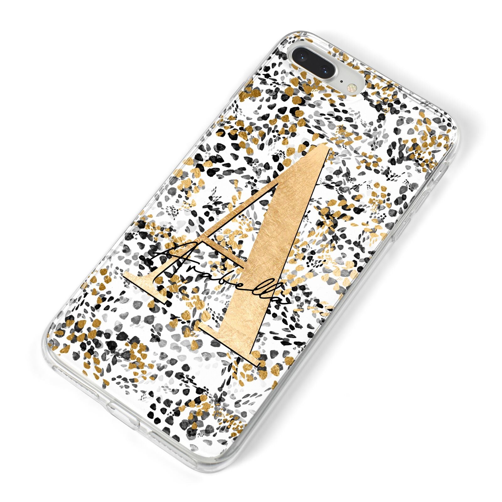 Personalised Gold Black Cheetah iPhone 8 Plus Bumper Case on Silver iPhone Alternative Image