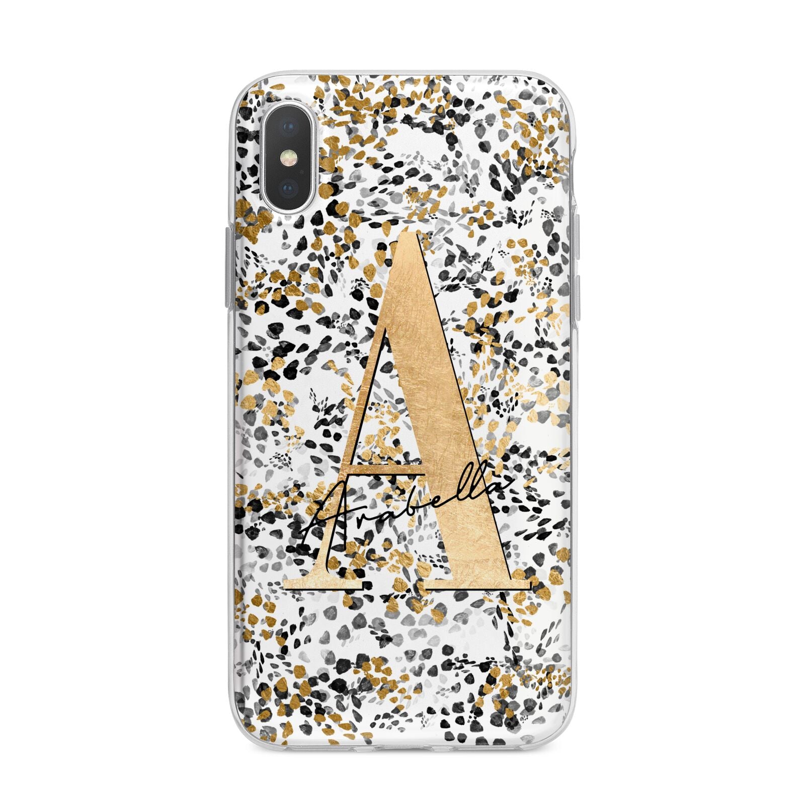 Personalised Gold Black Cheetah iPhone X Bumper Case on Silver iPhone Alternative Image 1