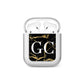 Personalised Gold Black Marble Monogram AirPods Case