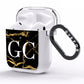 Personalised Gold Black Marble Monogram AirPods Clear Case Side Image