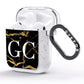 Personalised Gold Black Marble Monogram AirPods Glitter Case Side Image