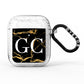 Personalised Gold Black Marble Monogram AirPods Glitter Case