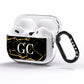 Personalised Gold Black Marble Monogram AirPods Pro Clear Case Side Image