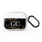 Personalised Gold Black Marble Monogram AirPods Pro Clear Case