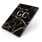 Personalised Gold Black Marble Monogram Apple iPad Case on Grey iPad Side View