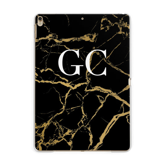 Personalised Gold Black Marble Monogram Apple iPad Gold Case