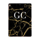 Personalised Gold Black Marble Monogram Apple iPad Rose Gold Case
