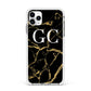 Personalised Gold Black Marble Monogram Apple iPhone 11 Pro Max in Silver with White Impact Case