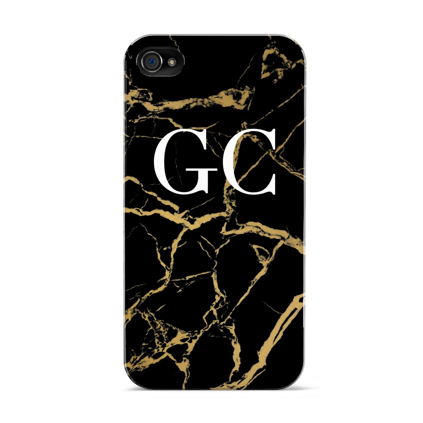 Personalised Gold Black Marble Monogram Apple iPhone 4s Case