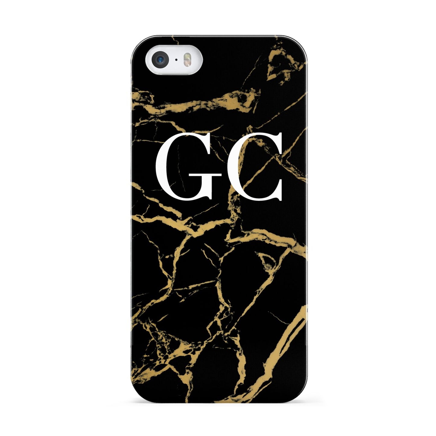 Personalised Gold Black Marble Monogram Apple iPhone 5 Case