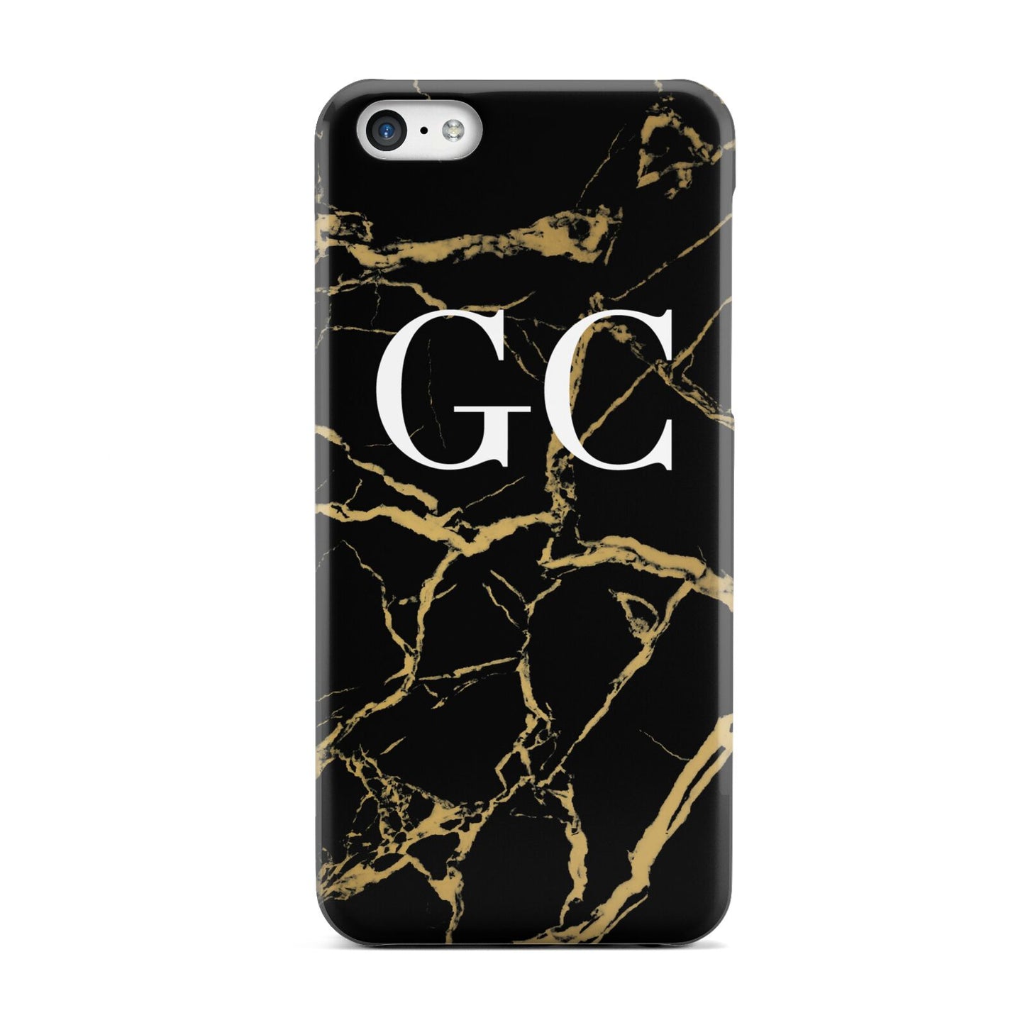 Personalised Gold Black Marble Monogram Apple iPhone 5c Case