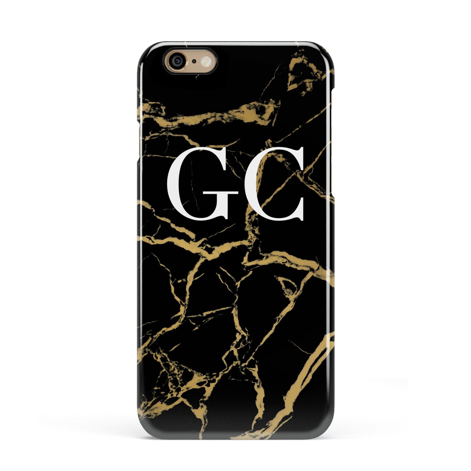 Personalised Gold Black Marble Monogram Apple iPhone 6 3D Snap Case