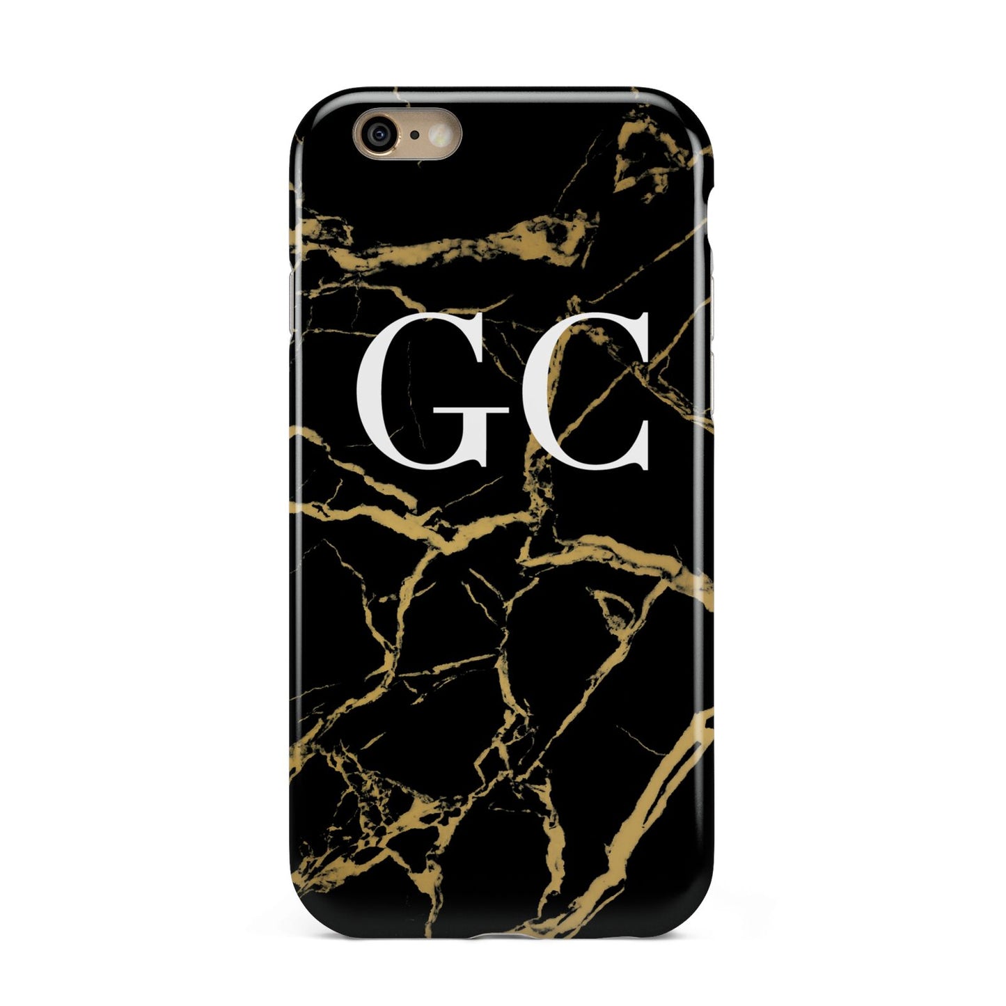 Personalised Gold Black Marble Monogram Apple iPhone 6 3D Tough Case