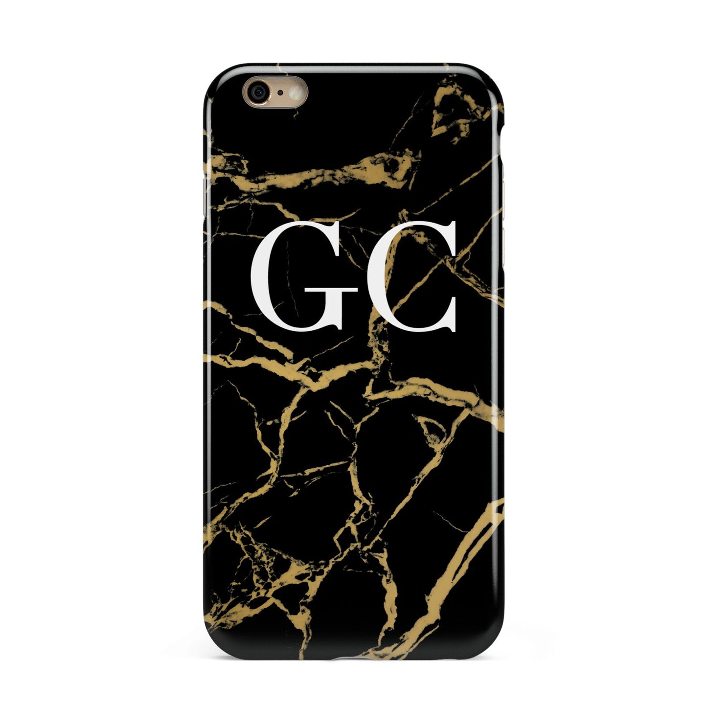 Personalised Gold Black Marble Monogram Apple iPhone 6 Plus 3D Tough Case