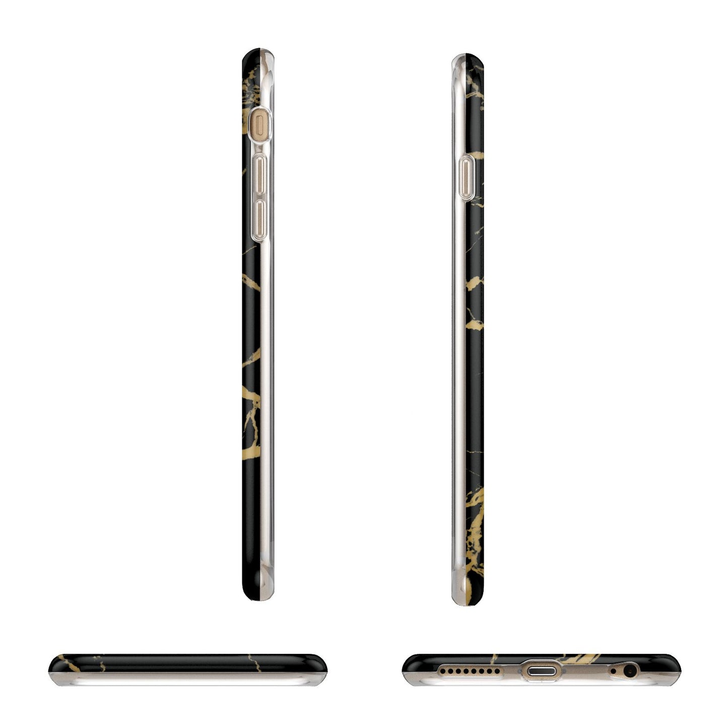 Personalised Gold Black Marble Monogram Apple iPhone 6 Plus 3D Wrap Tough Case Alternative Image Angles