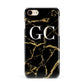 Personalised Gold Black Marble Monogram Apple iPhone 7 8 3D Snap Case
