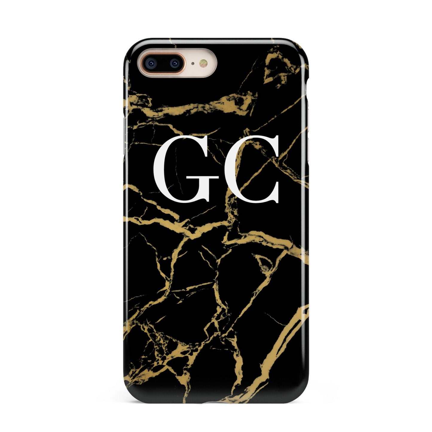 Personalised Gold Black Marble Monogram Apple iPhone 7 8 Plus 3D Tough Case