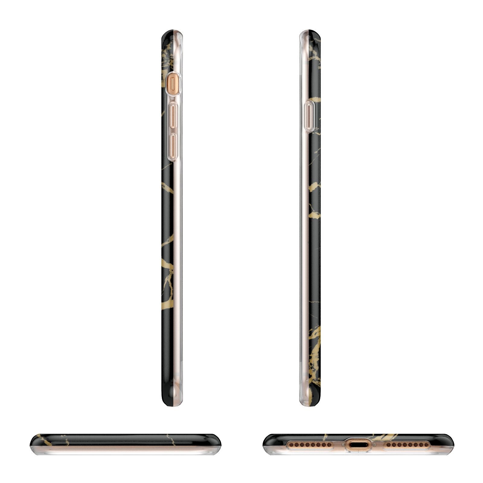 Personalised Gold Black Marble Monogram Apple iPhone 7 8 Plus 3D Wrap Tough Case Alternative Image Angles