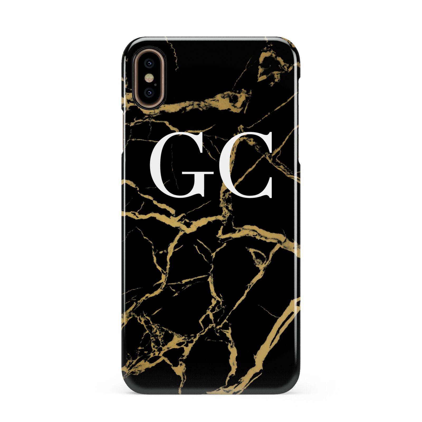 Personalised Gold Black Marble Monogram Apple iPhone Xs Max 3D Snap Case