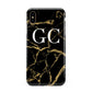 Personalised Gold Black Marble Monogram Apple iPhone Xs Max 3D Tough Case