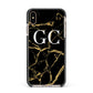 Personalised Gold Black Marble Monogram Apple iPhone Xs Max Impact Case Black Edge on Gold Phone