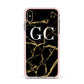 Personalised Gold Black Marble Monogram Apple iPhone Xs Max Impact Case Pink Edge on Gold Phone