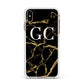Personalised Gold Black Marble Monogram Apple iPhone Xs Max Impact Case White Edge on Gold Phone
