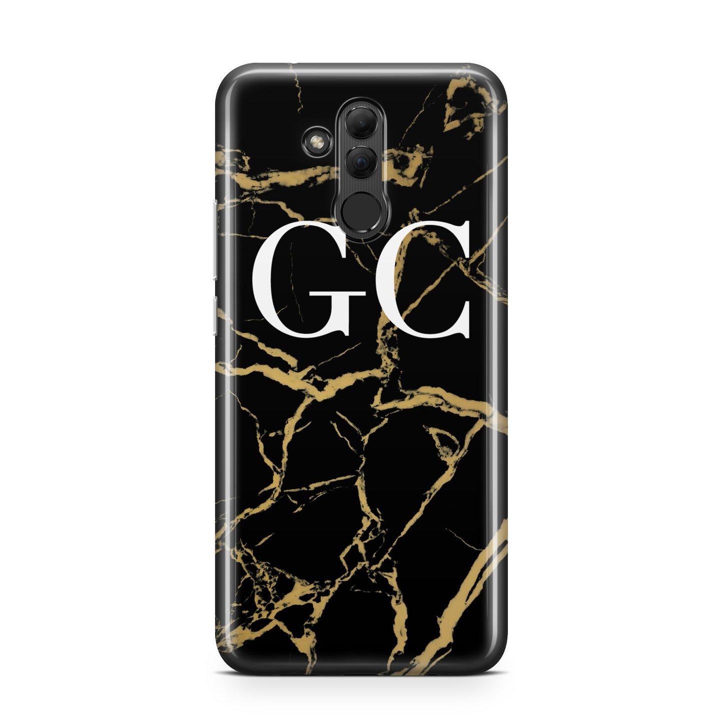 Personalised Gold Black Marble Monogram Huawei Mate 20 Lite
