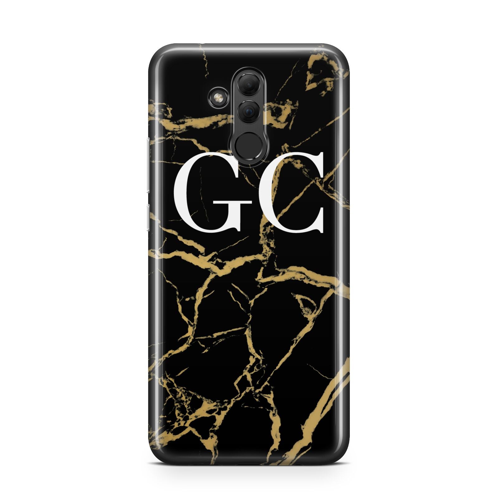 Personalised Gold Black Marble Monogram Huawei Mate 20 Lite