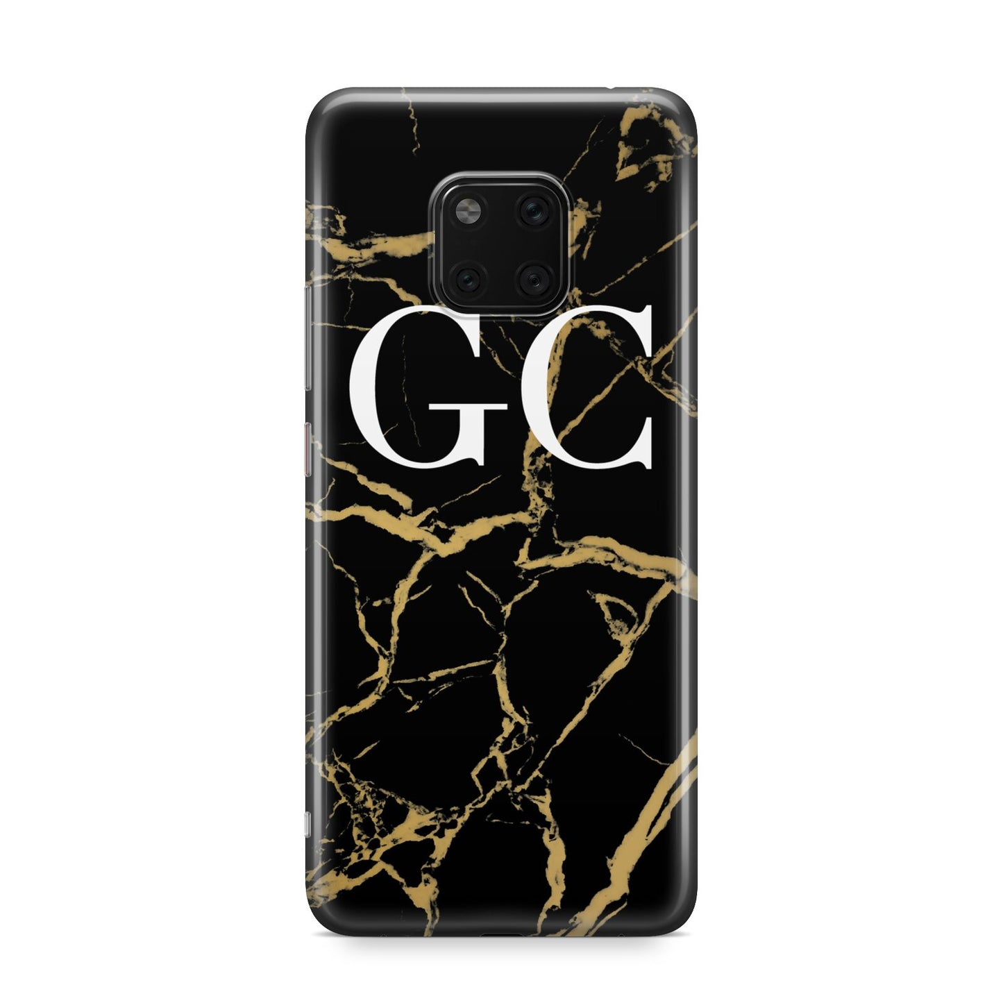 Personalised Gold Black Marble Monogram Huawei Mate 20 Pro Phone Case