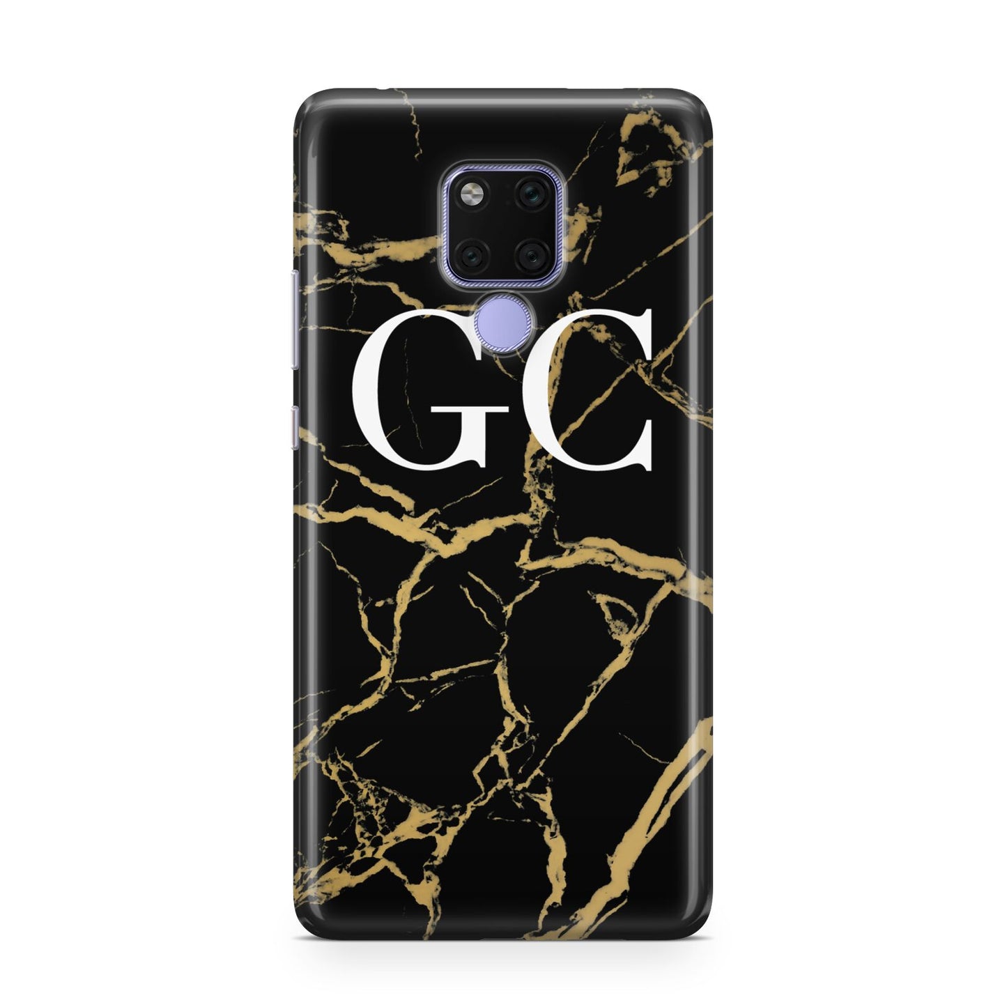 Personalised Gold Black Marble Monogram Huawei Mate 20X Phone Case
