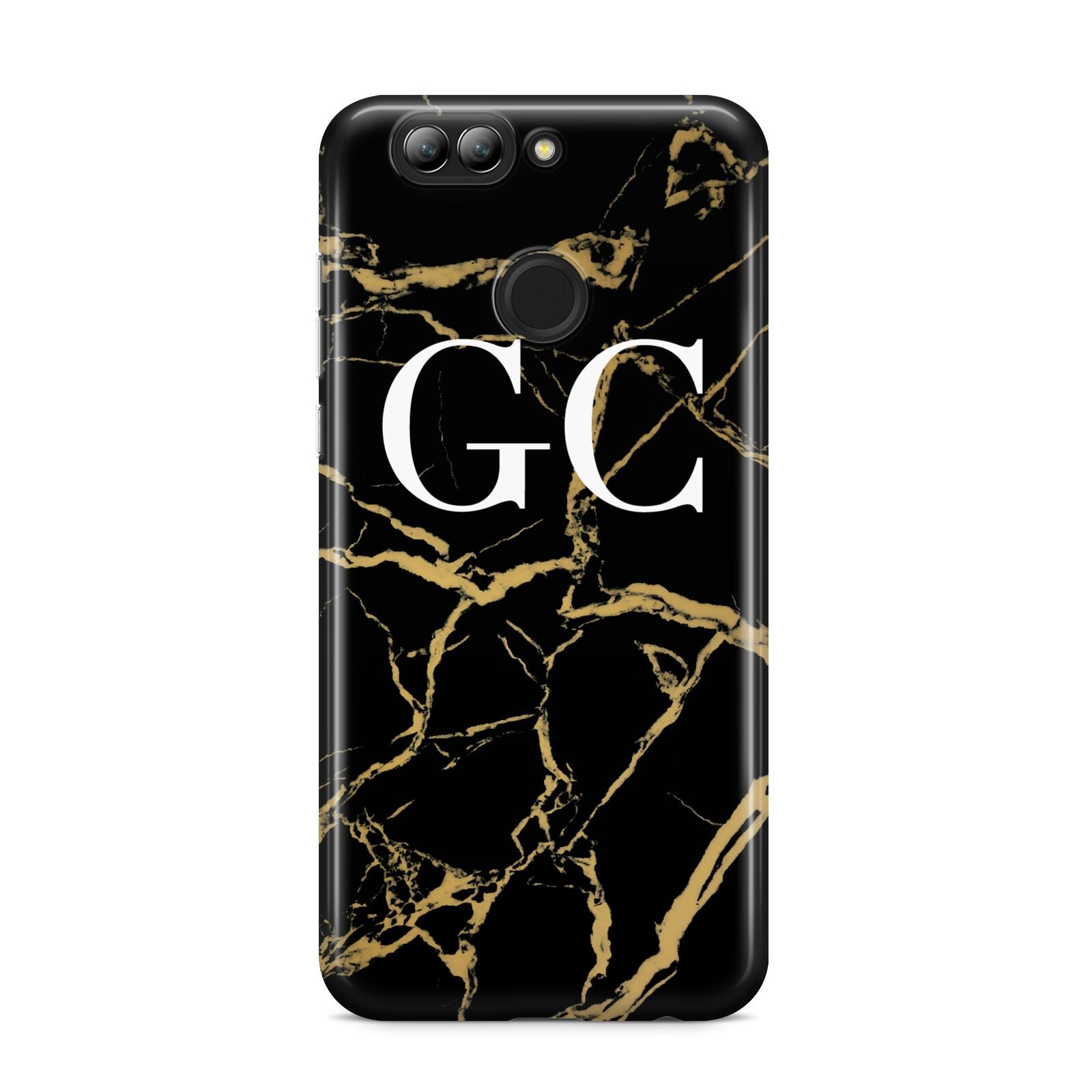 Personalised Gold Black Marble Monogram Huawei Nova 2s Phone Case