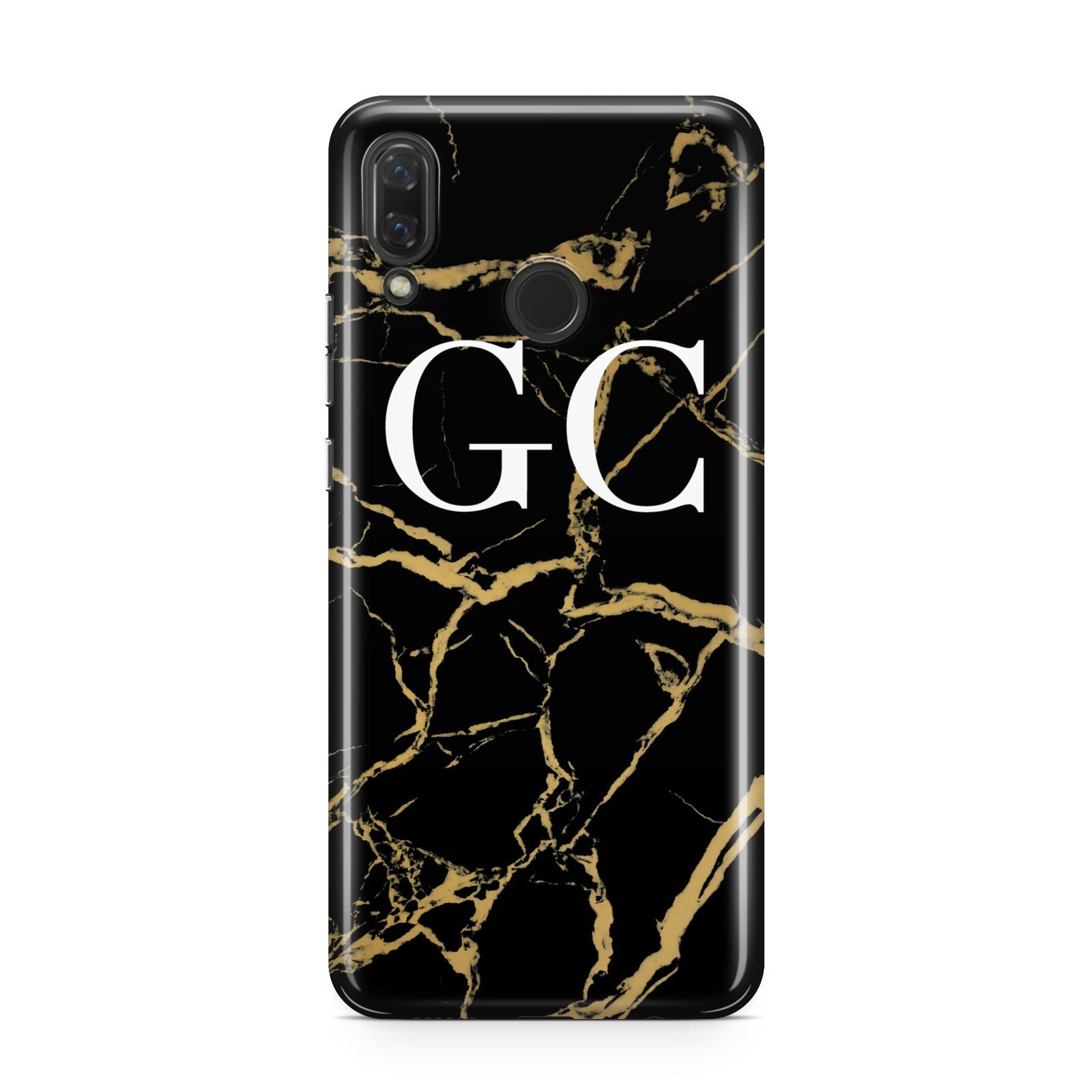 Personalised Gold Black Marble Monogram Huawei Nova 3 Phone Case