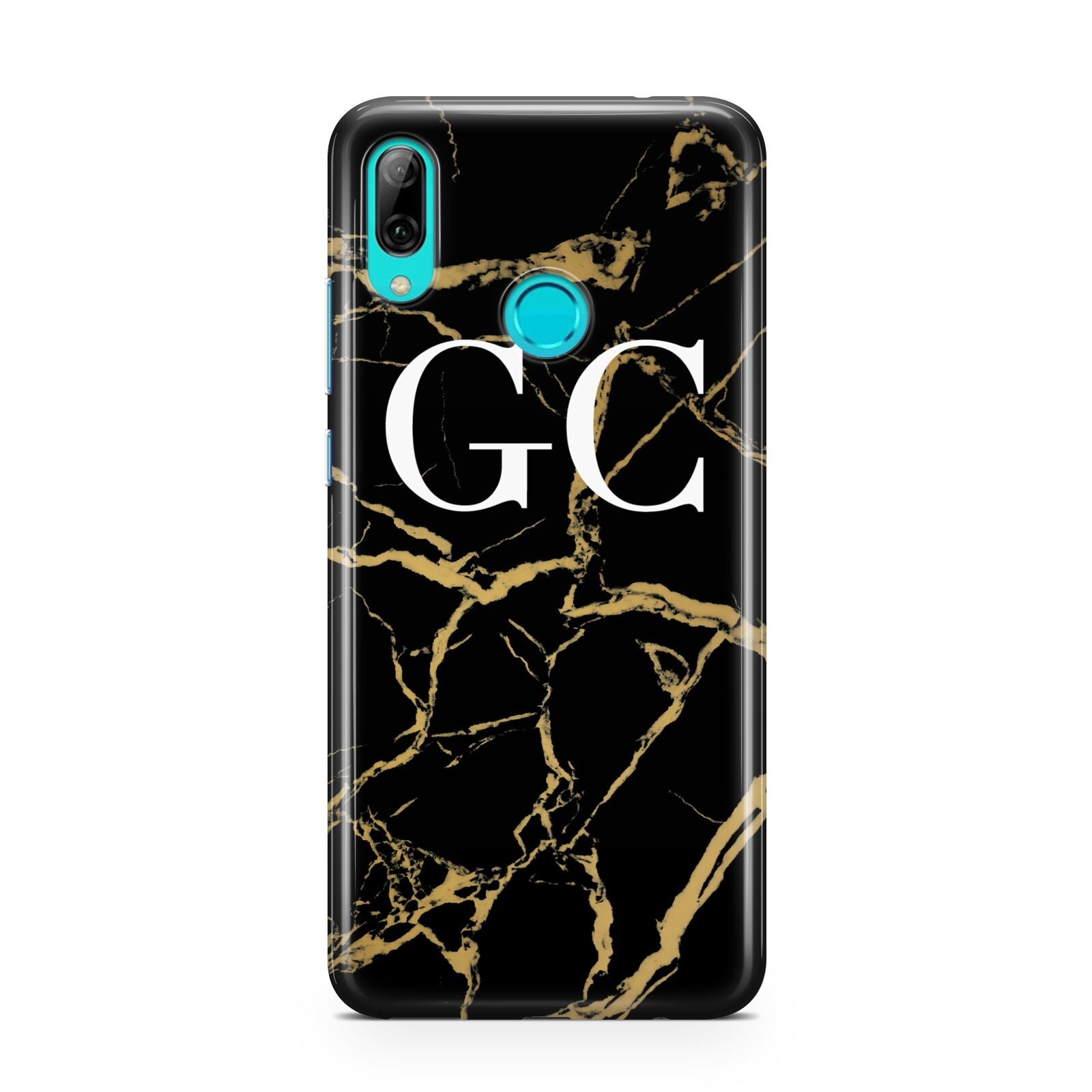 Personalised Gold Black Marble Monogram Huawei P Smart 2019 Case