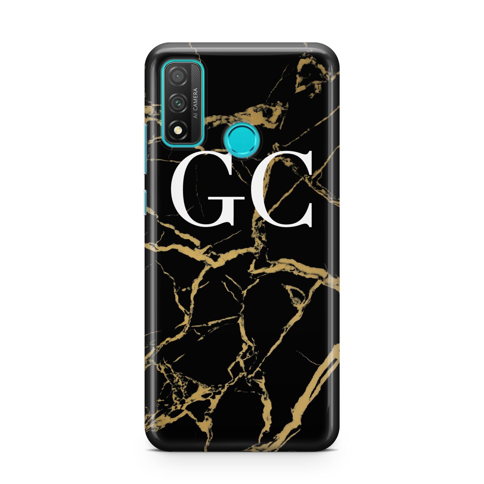 Personalised Gold Black Marble Monogram Huawei P Smart 2020