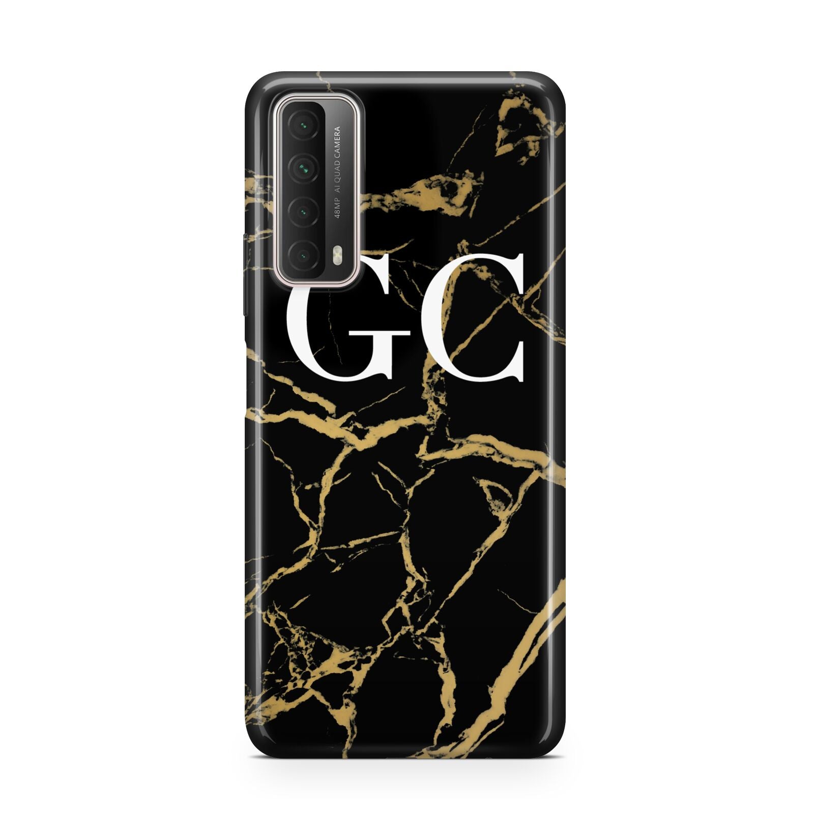 Personalised Gold Black Marble Monogram Huawei P Smart 2021
