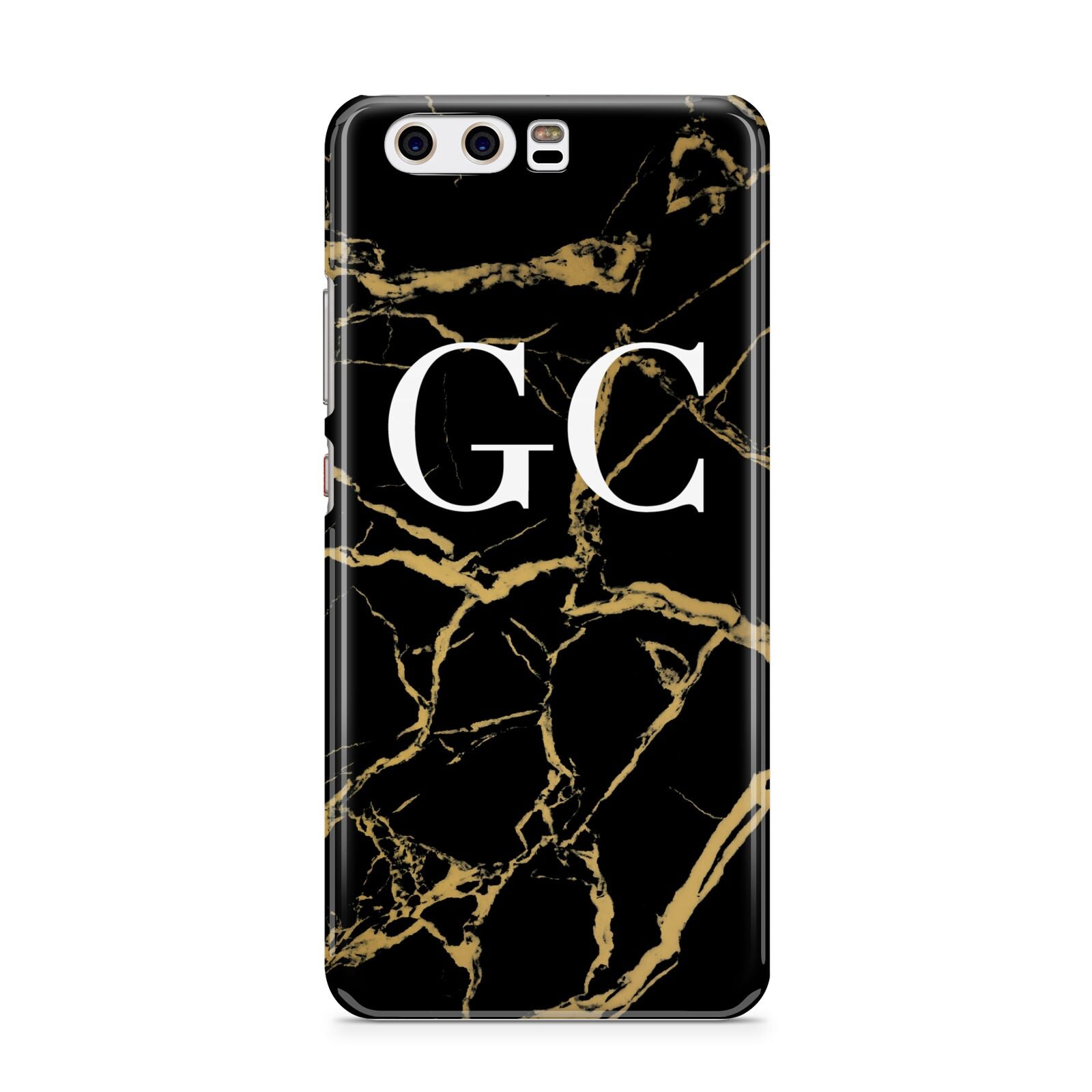 Personalised Gold Black Marble Monogram Huawei P10 Phone Case