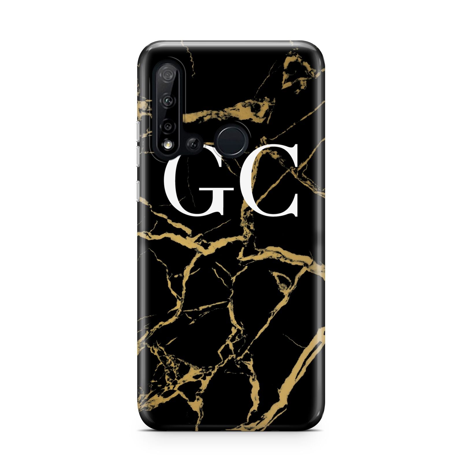 Personalised Gold Black Marble Monogram Huawei P20 Lite 5G Phone Case