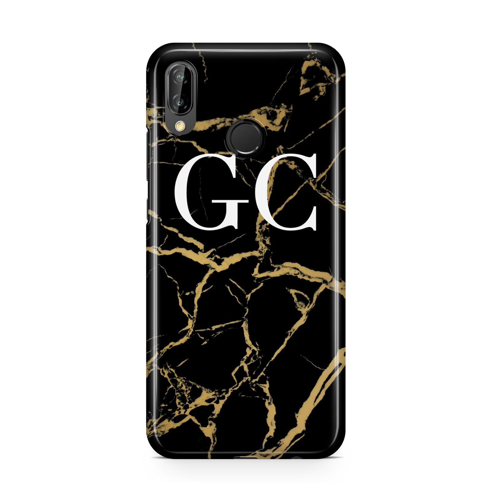 Personalised Gold Black Marble Monogram Huawei P20 Lite Phone Case