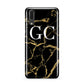 Personalised Gold Black Marble Monogram Huawei P20 Phone Case