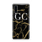 Personalised Gold Black Marble Monogram Huawei P30 Phone Case