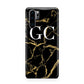 Personalised Gold Black Marble Monogram Huawei P30 Pro Phone Case
