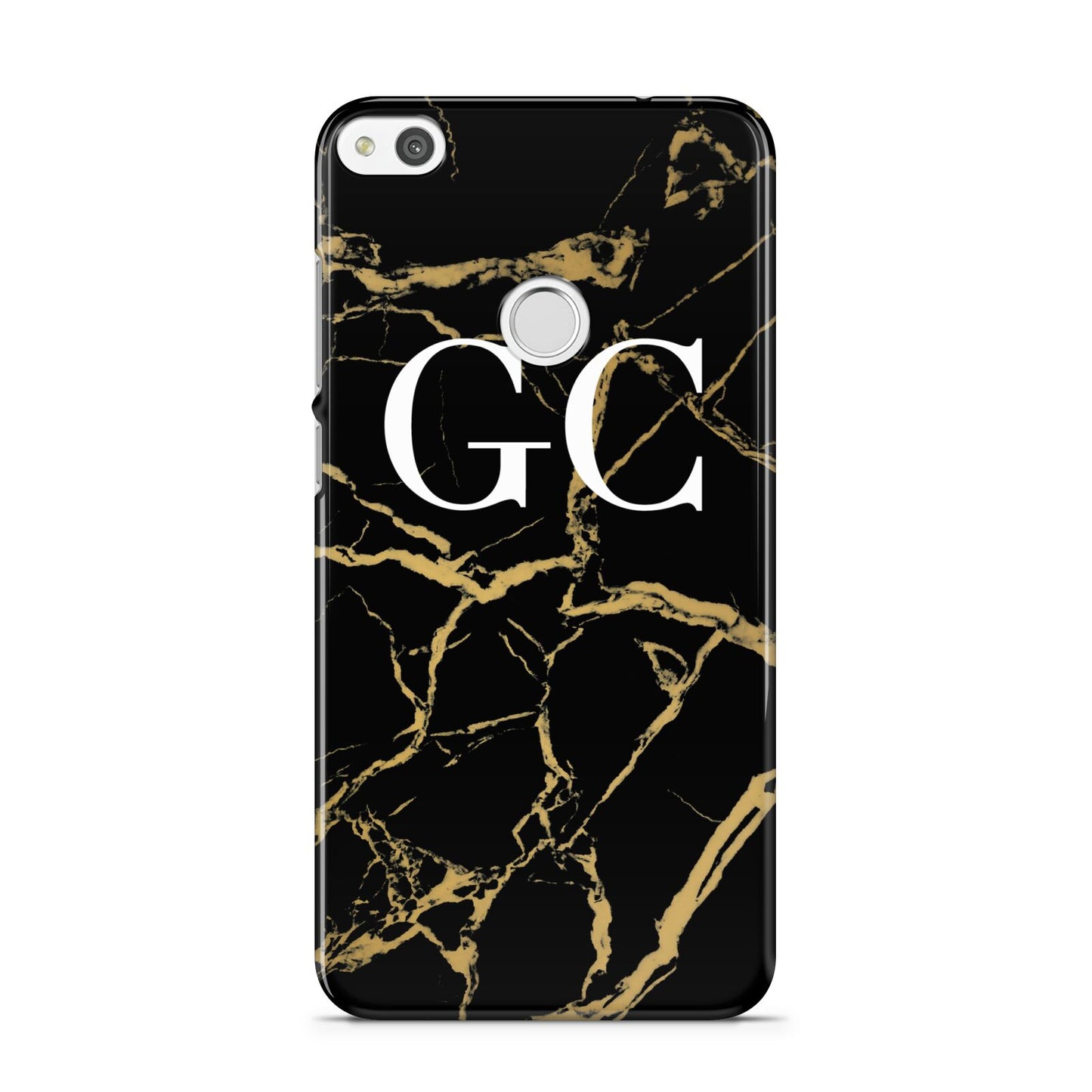 Personalised Gold Black Marble Monogram Huawei P8 Lite Case