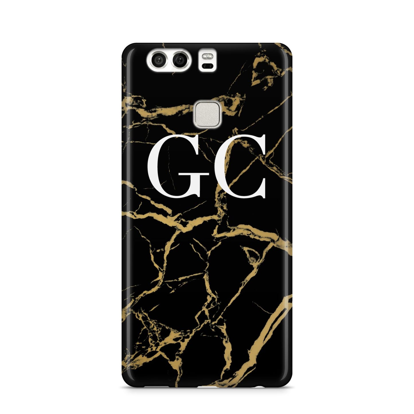 Personalised Gold Black Marble Monogram Huawei P9 Case
