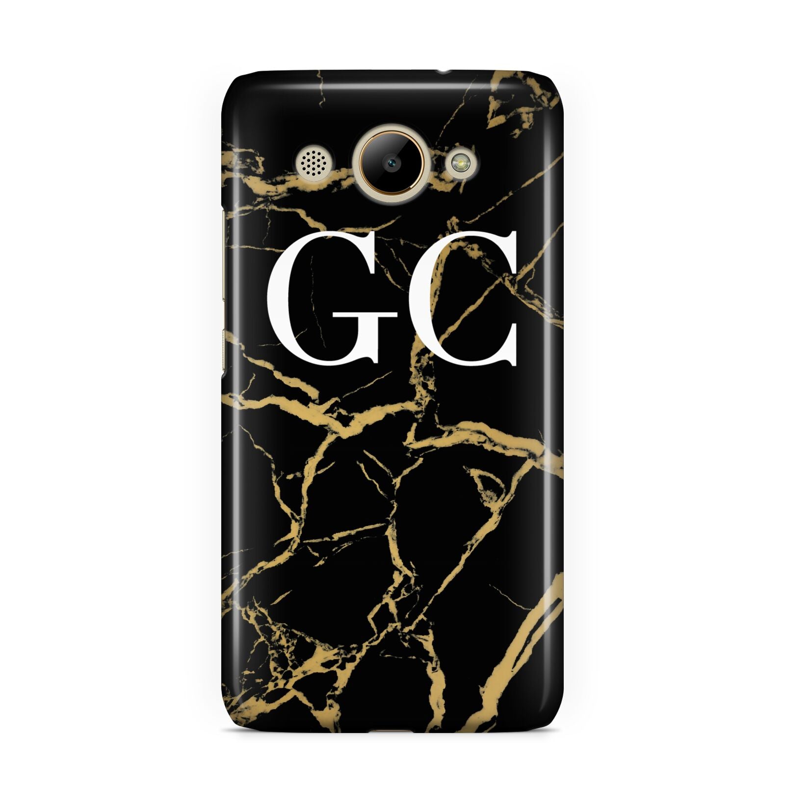 Personalised Gold Black Marble Monogram Huawei Y3 2017