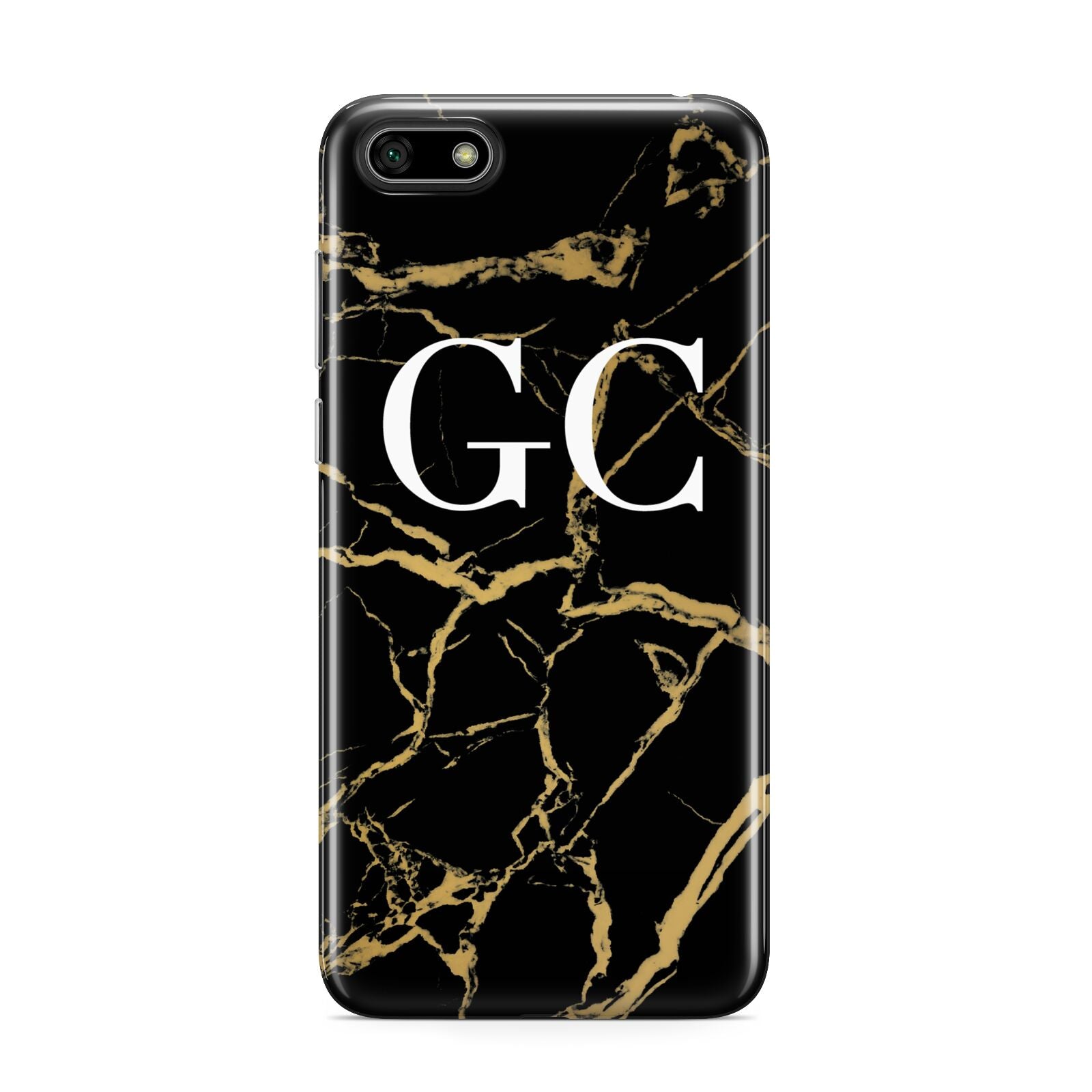 Personalised Gold Black Marble Monogram Huawei Y5 Prime 2018 Phone Case