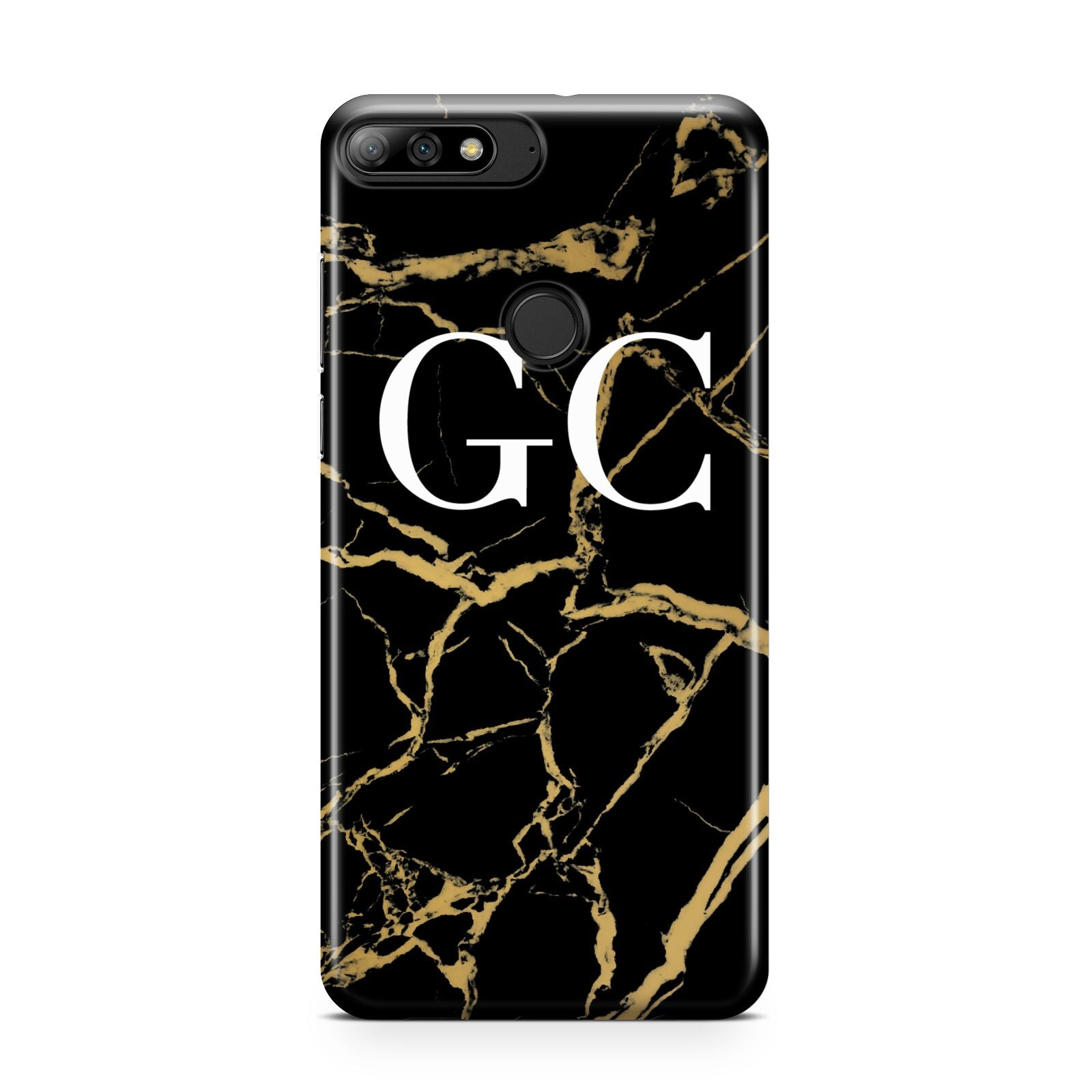 Personalised Gold Black Marble Monogram Huawei Y7 2018