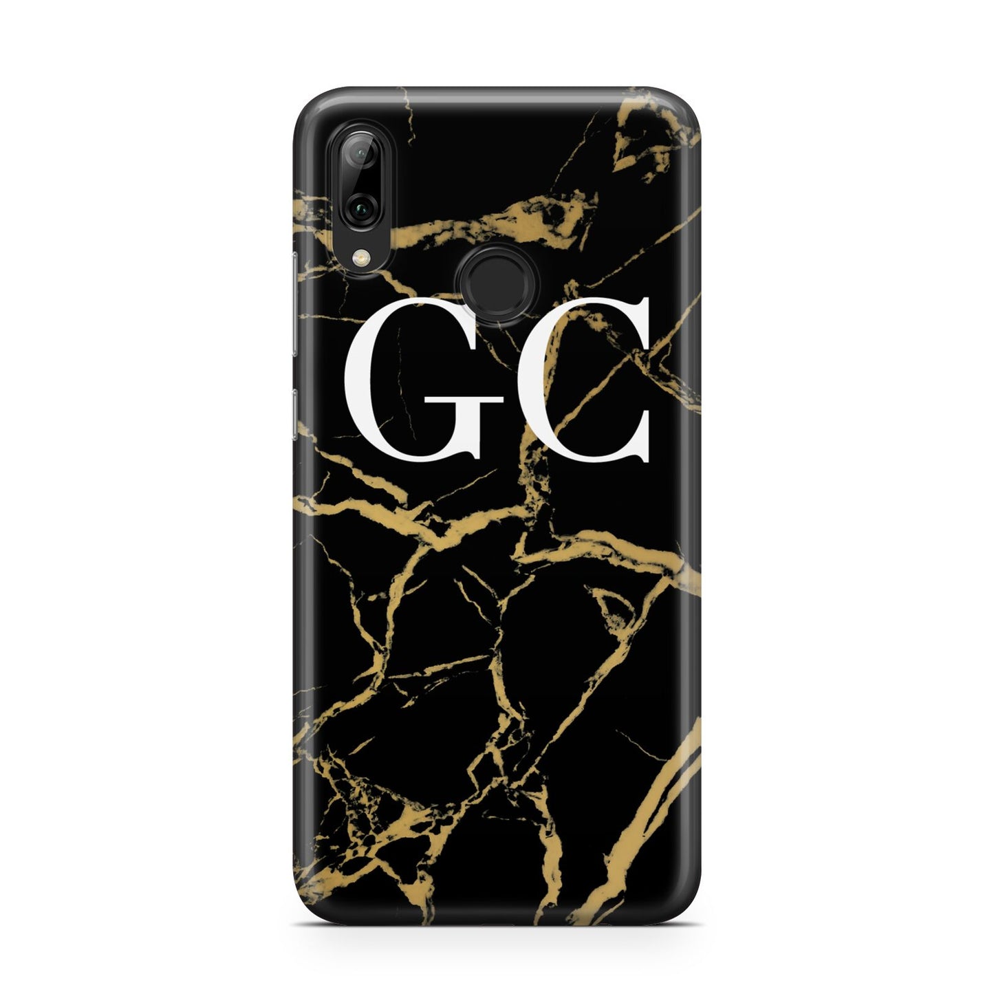 Personalised Gold Black Marble Monogram Huawei Y7 2019